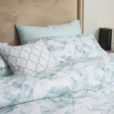 King Quilt Set green floral